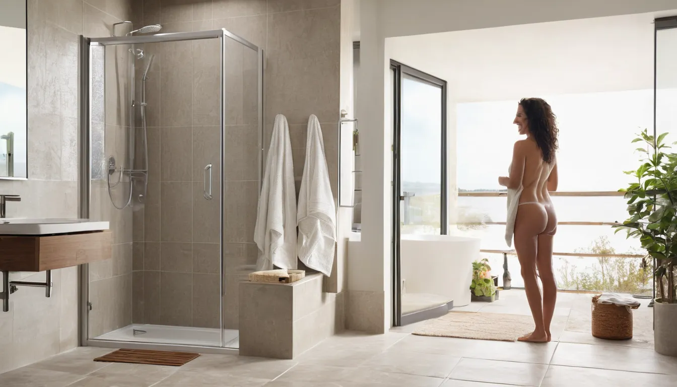 Homeowner stepping into a bright, low-threshold walk-in shower with a bench and grab bar in a Apopka home